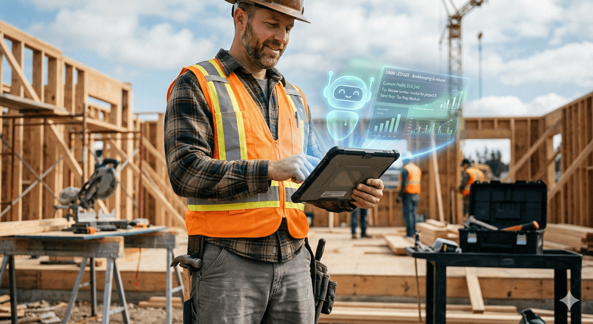 Contractor using OmniLedgr on a job site